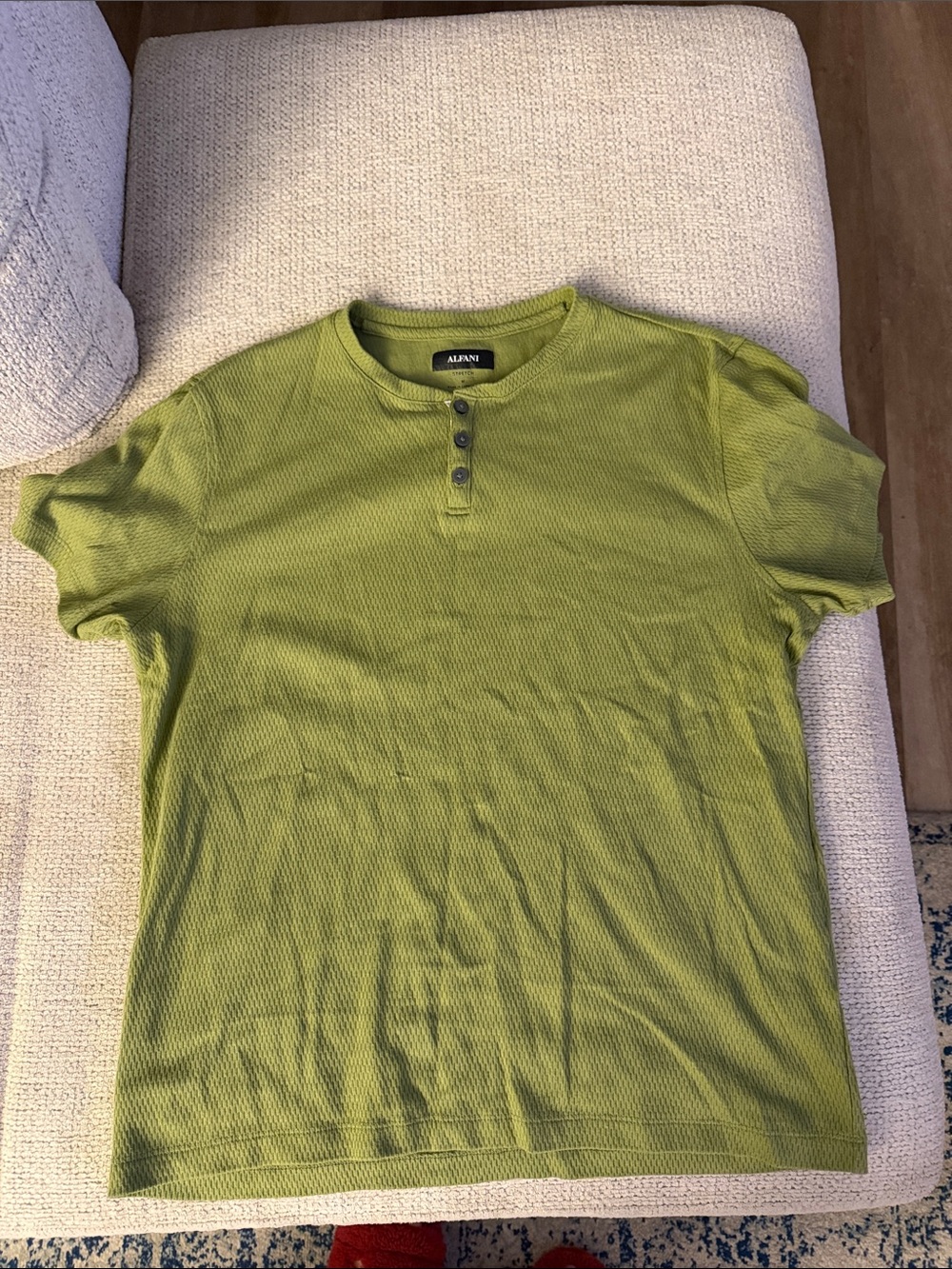 Alfani Men's Lime Green Short Sleeve Henley